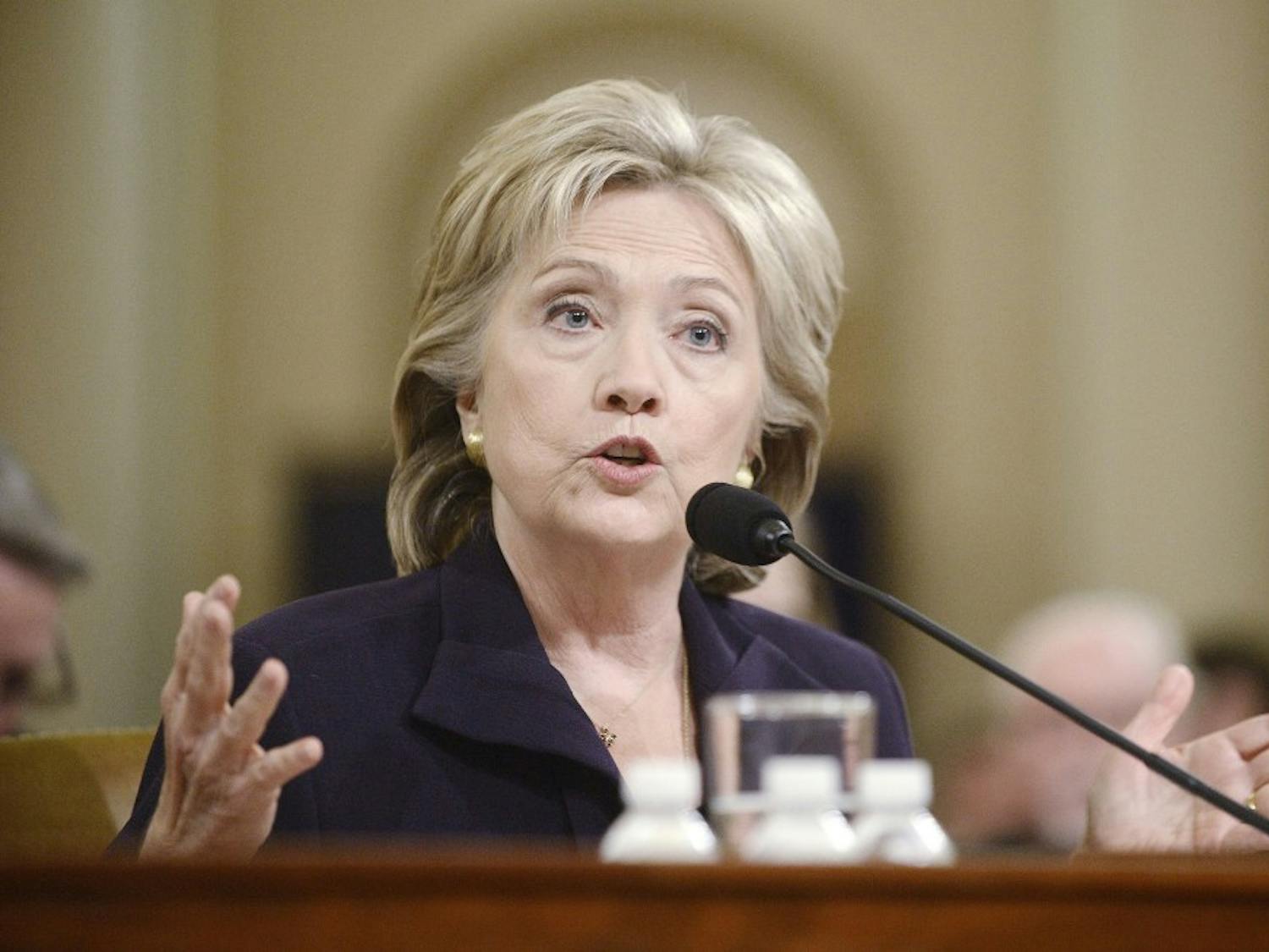 Former Secretary of State and Democratic presidential hopeful Hillary Clinton testifies before the House Select Committee on Benghazi on Capitol Hill in Washington, D.C., on Thursday, Oct. 22, 2015. (Olivier Douliery/Abaca Press/TNS)