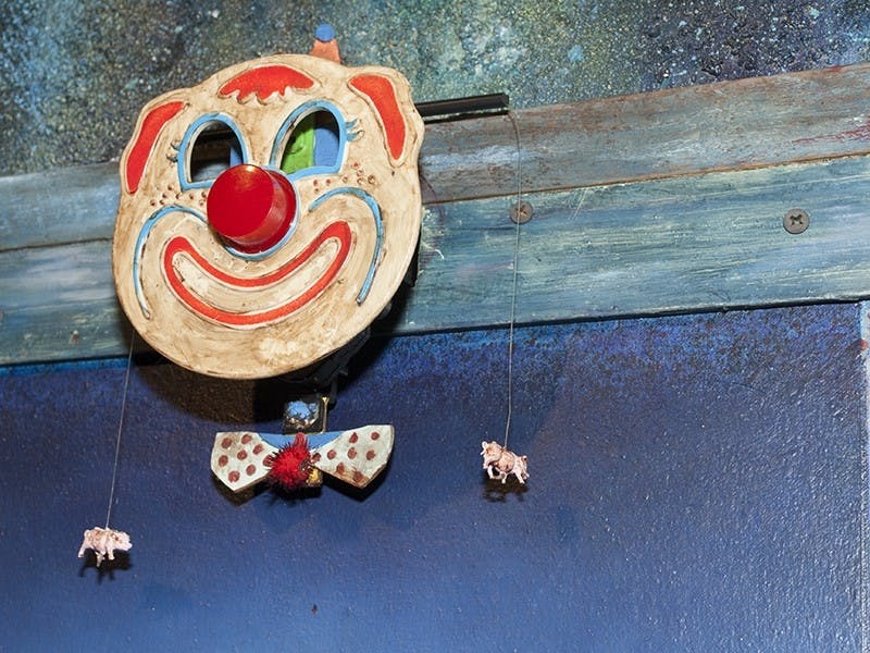 Rebecca Davenport’s show, “Step Right Up! Sideshows in America,” displays the artist’s original work and relics from sideshow history.