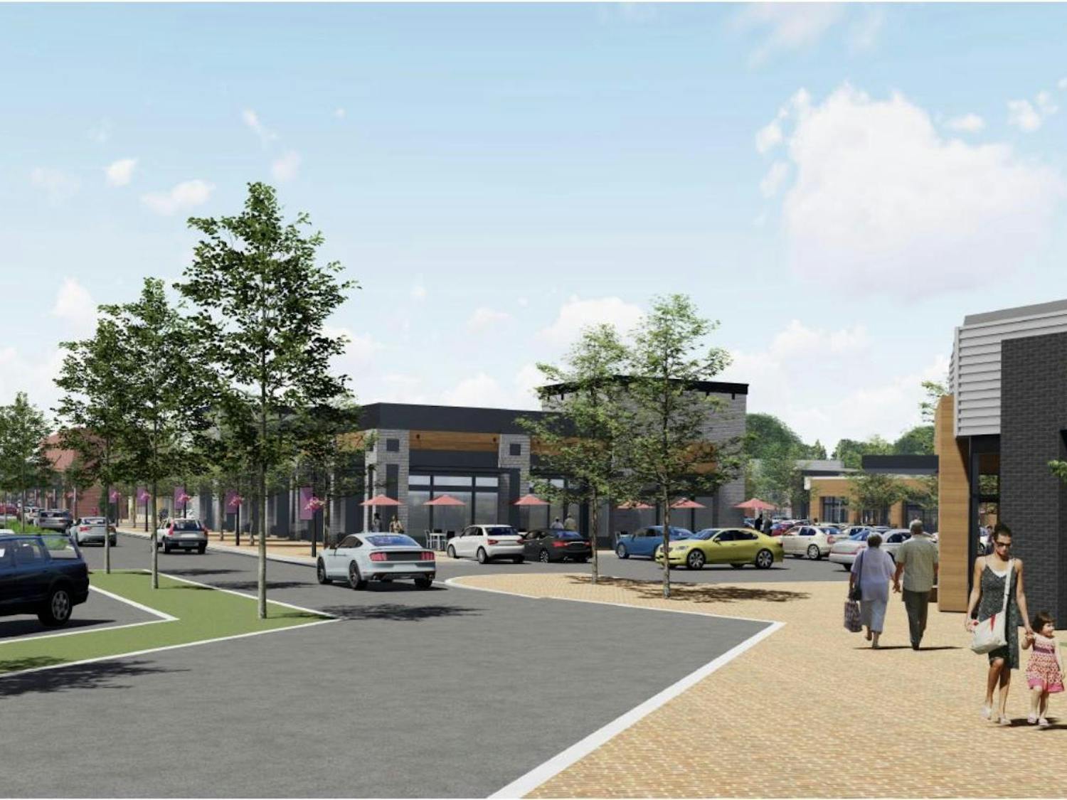 A rendering of the plans for the redevelopment of Richland Mall in Forest Acres, showing an open-air shopping center instead of a traditional mall format. Richland Mall officially closed in 2023, but the mall's interior has been closed to the public since 2022.