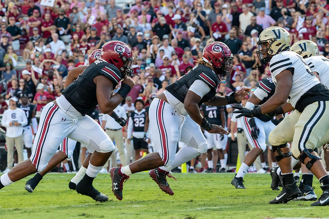 The Gamecock defense goes up against Vanderbilt's offensive line Oct. 16, 2021.