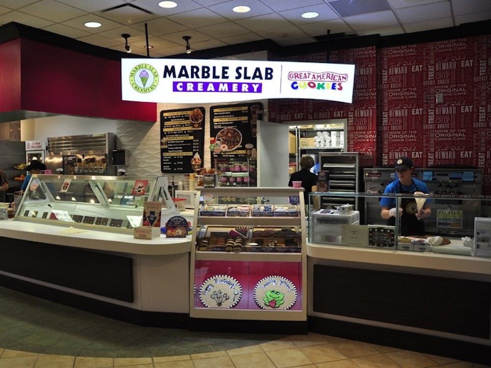 Marble Slab Creamery and the Great American Cookie Company have taken the place of Freshens.