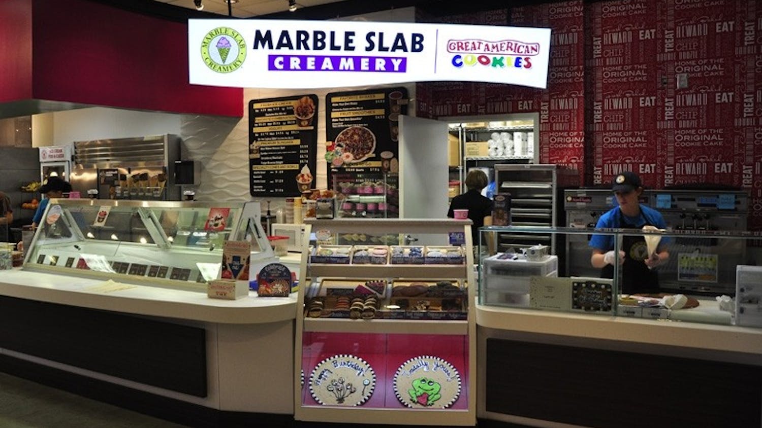 Marble Slab Creamery and the Great American Cookie Company have taken the place of Freshens.