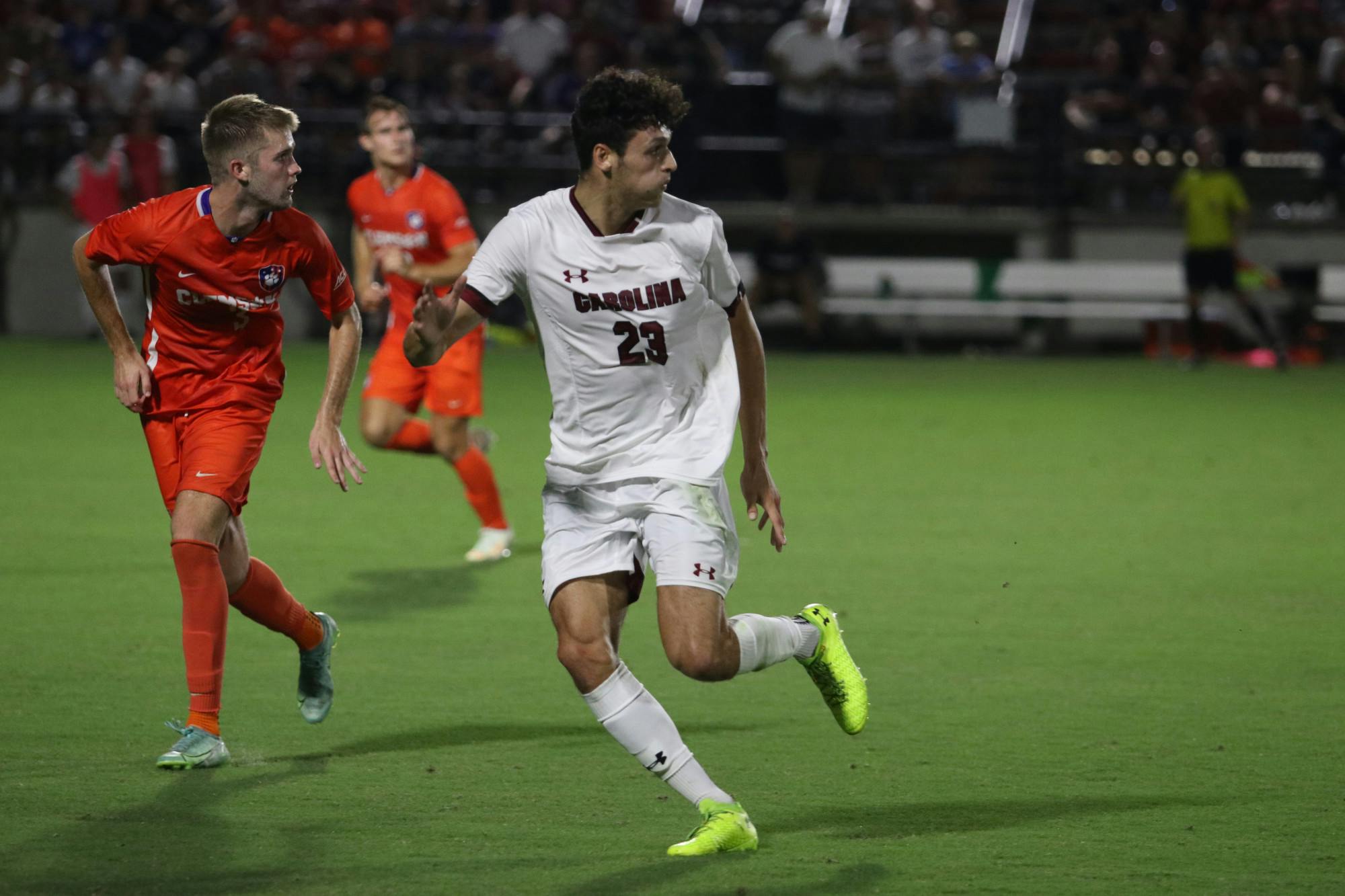Sophomore Harrison Myring awaiting a pass during South Carolina's game against Clemson on Sept. 2, 2022.&nbsp;