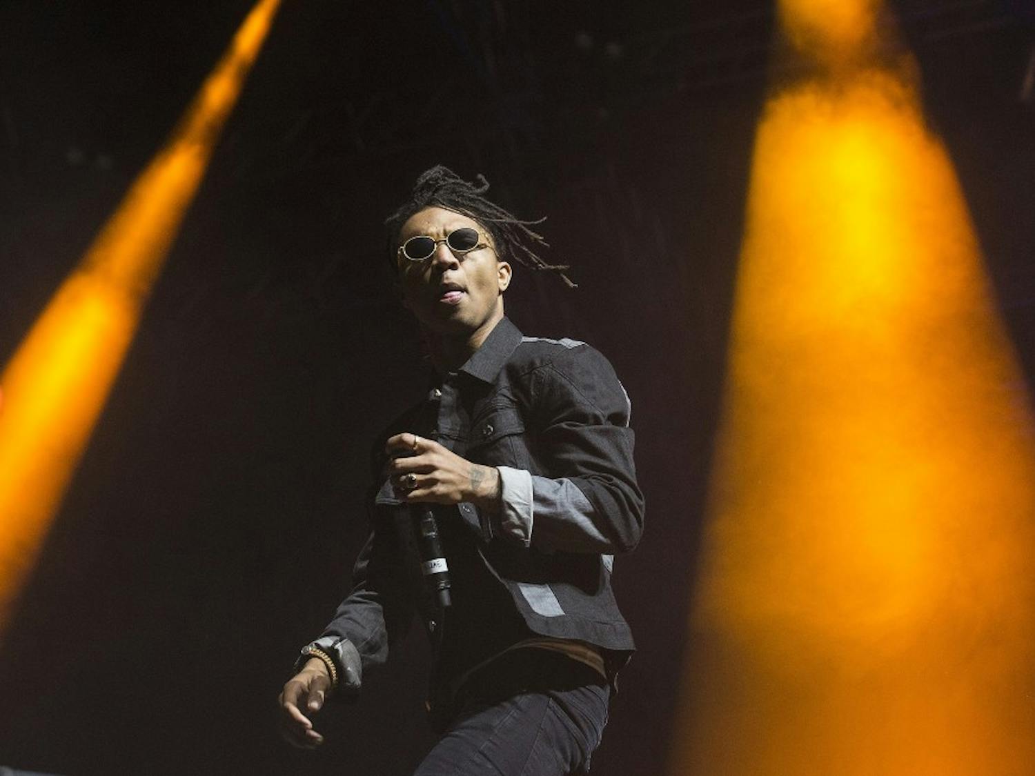 Rae Sremmurd's Swae Lee performs on the Sahara stage at the Coachella Music and Arts Festival in Indio, Calif., late on Friday, April 15, 2016. (Brian van der Brug/Los Angeles Times/TNS)