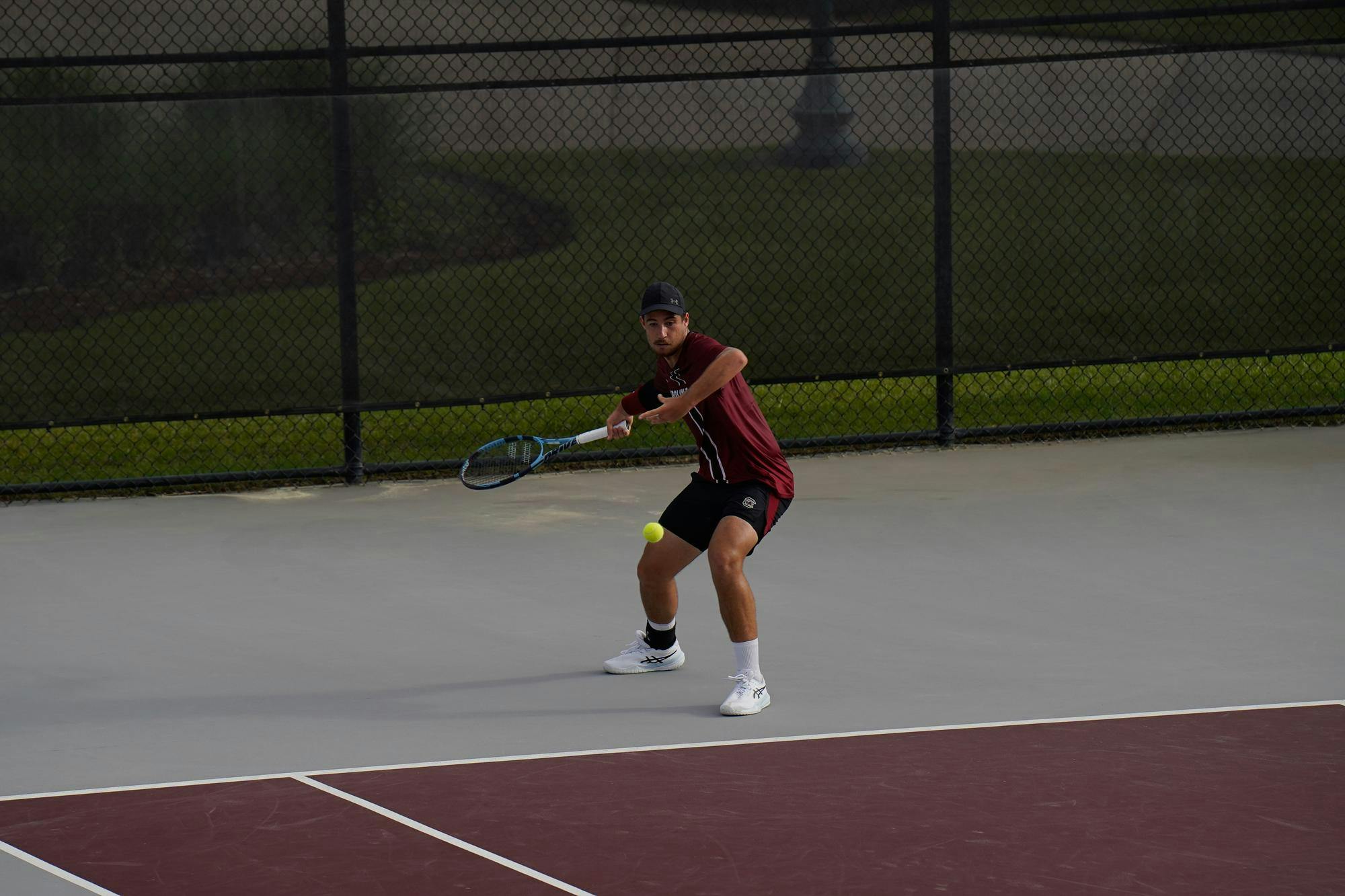 Redshirt freshman Paul Barbier Gazeu winds up to return a hit in his singles matchup against Vanderbilt at the Carolina Tennis Center on Apr. 4, 2026. He went on to win sets one and two 6-4 and 6-3.