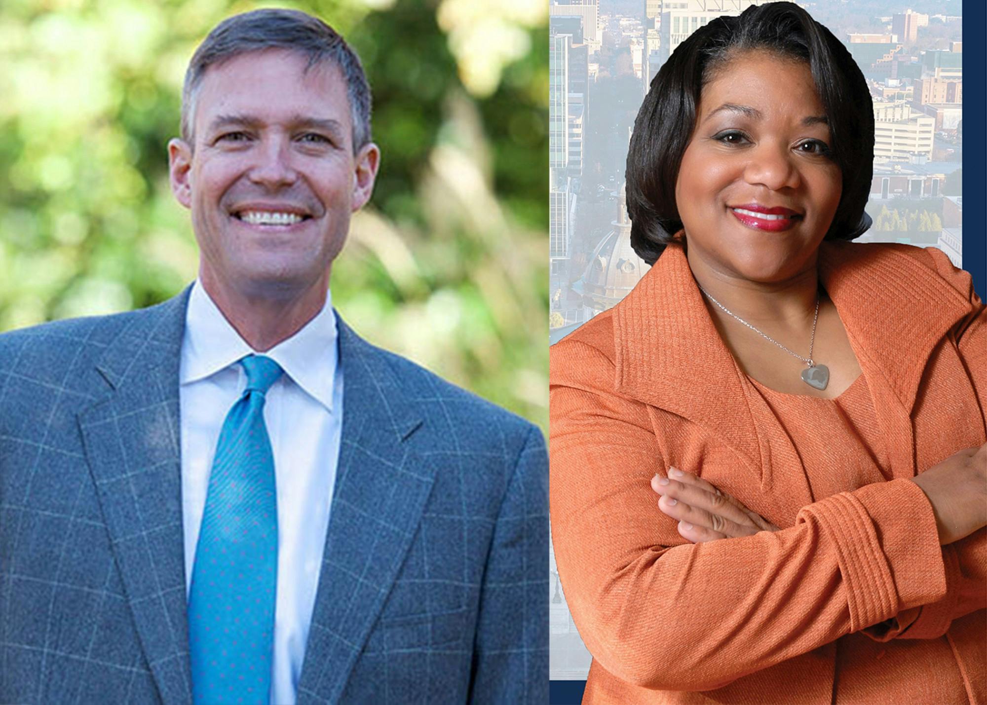 Mayor canidates Daniel Rickenmann, pictured left, and Tameika Isaac-Devine, pictured right.&nbsp;