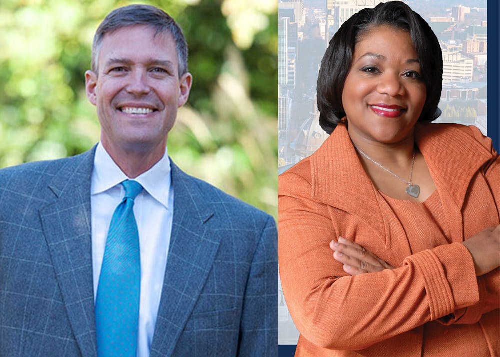 <p>Mayor canidates Daniel Rickenmann, pictured left, and Tameika Isaac-Devine, pictured right.&nbsp;</p>