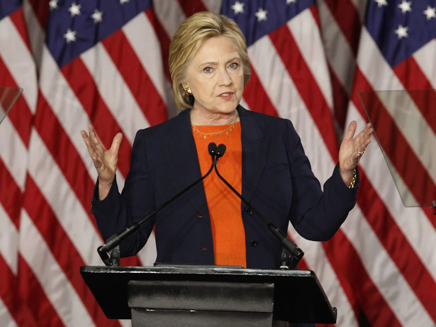 Democratic presidential candidate Hillary Clinton speaks to supporters at Balboa Park in San Diego on Thursday, June 2, 2016. (John Gibbins/San Diego Union-Tribune/TNS)