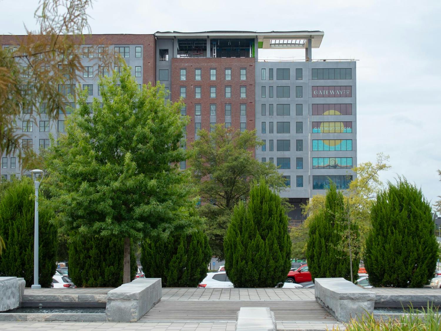 The new Gateway 737 building, still under construction, stands across from 650 Lincoln in Columbia, S.C. on Sept 16, 2024. The new student housing complex is slated to open in Fall 2025.