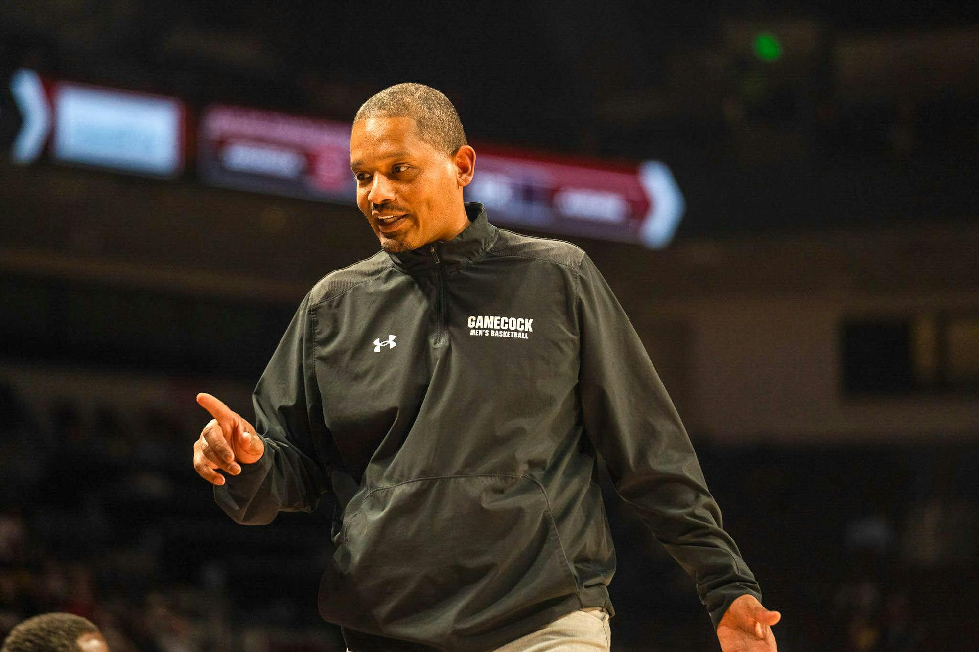 FILE — Men's basketball head coach Lamont Paris speaks to his bench during South Carolina's game against the Texas Longhorns on Feb. 22, 2025, at Colonial Life Arena. Paris was the head coach at Chattanooga for five years before starting at South Carolina in 2022.