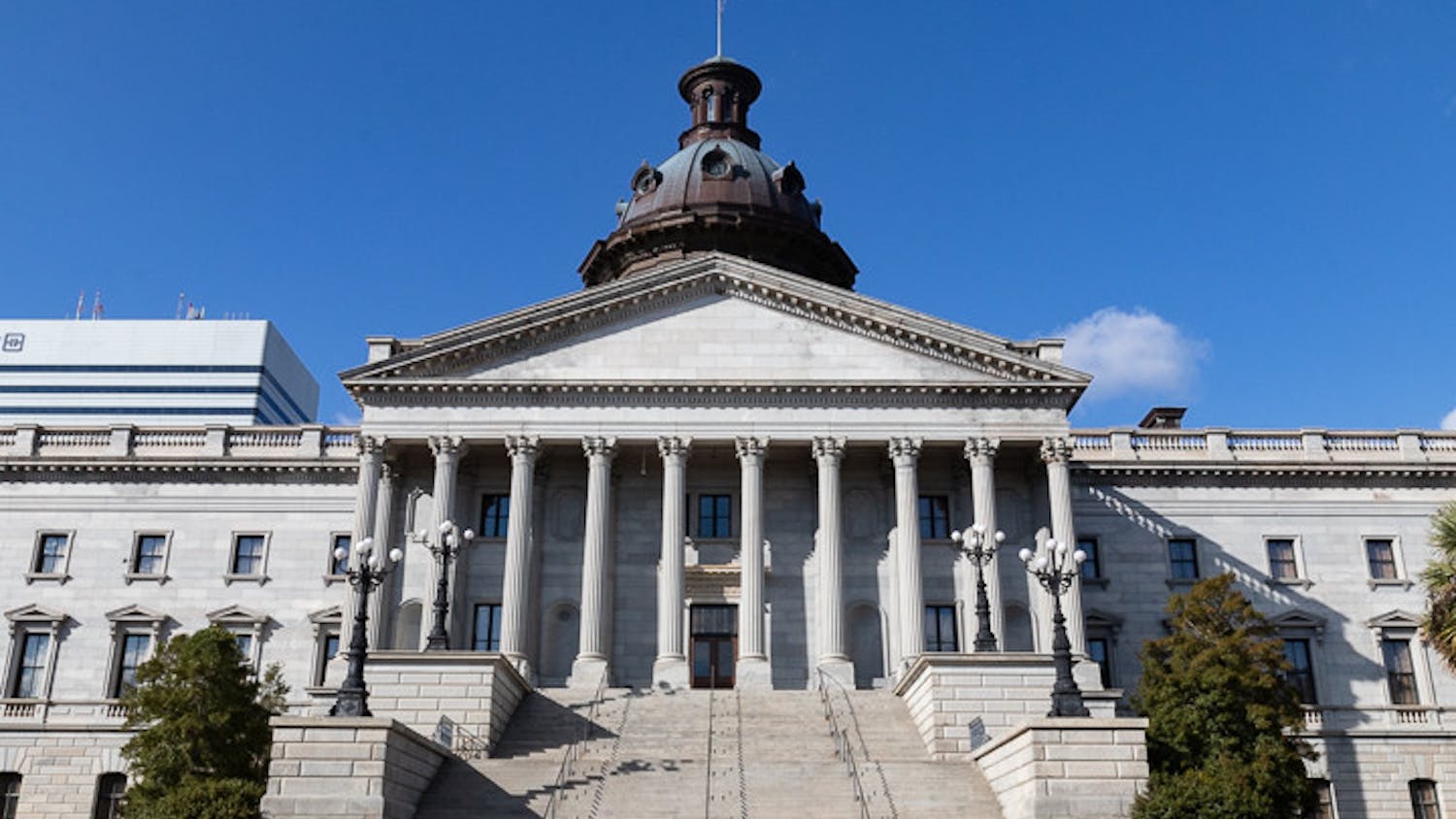 FILE—The south entrance of the South Carolina Statehouse on Jan. 17, 2022. The College and University Trustee commission convened on Jan. 10, 2023 after deciding who would move forward in the screening process to be eligible for the final stage of voting.