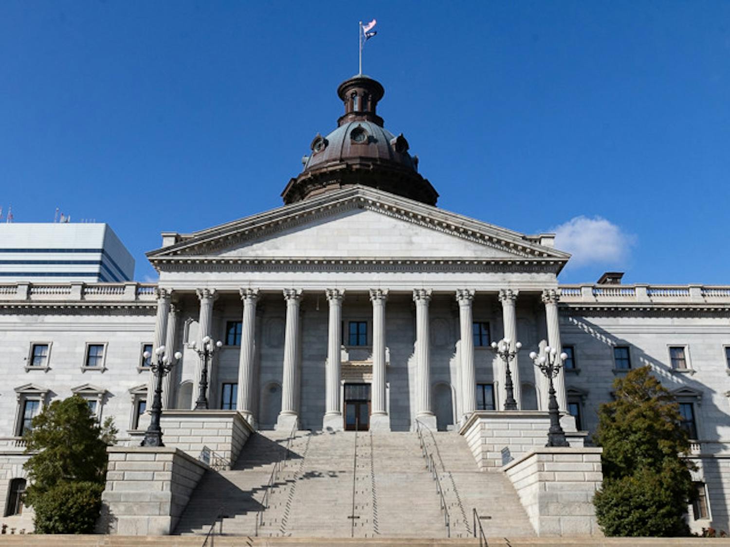 FILE — The south entrance of the South Carolina Statehouse on Jan. 17, 2022. The S.C. House of Representatives approved a bill that could prevent minors from obtaining gender-affirming care.