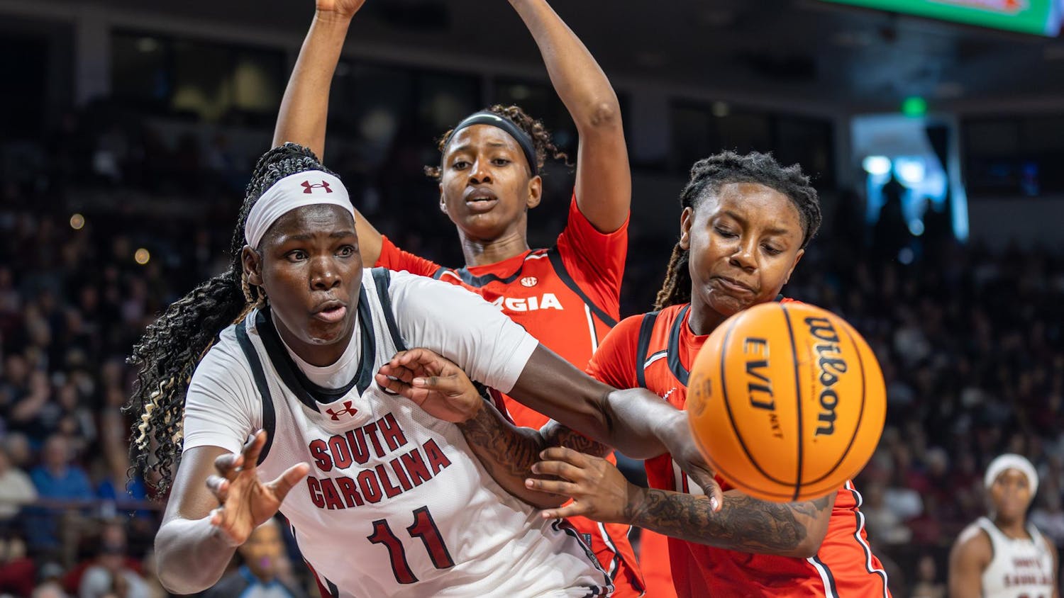 The South Carolina women's basketball team, despite a slow start, came back for a strong win over the Georgia Bulldogs on Jan. 11, 2026, with a final score of 65-43. Sophomore forward Joyce Edwards and senior center Madina Okot both led the team in points with 14 each, while defensive work from senior guard Raven Johnson and freshman guard Agot Makeer helped secure a win for the Gamecocks.