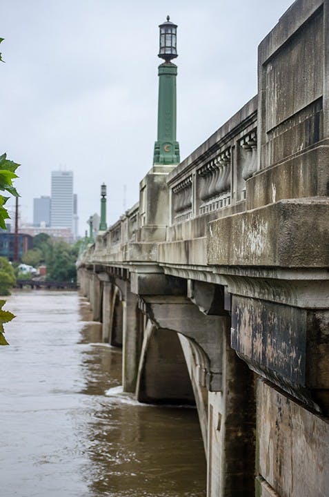 Water remains high along the river walk in Columbia on October 5. 