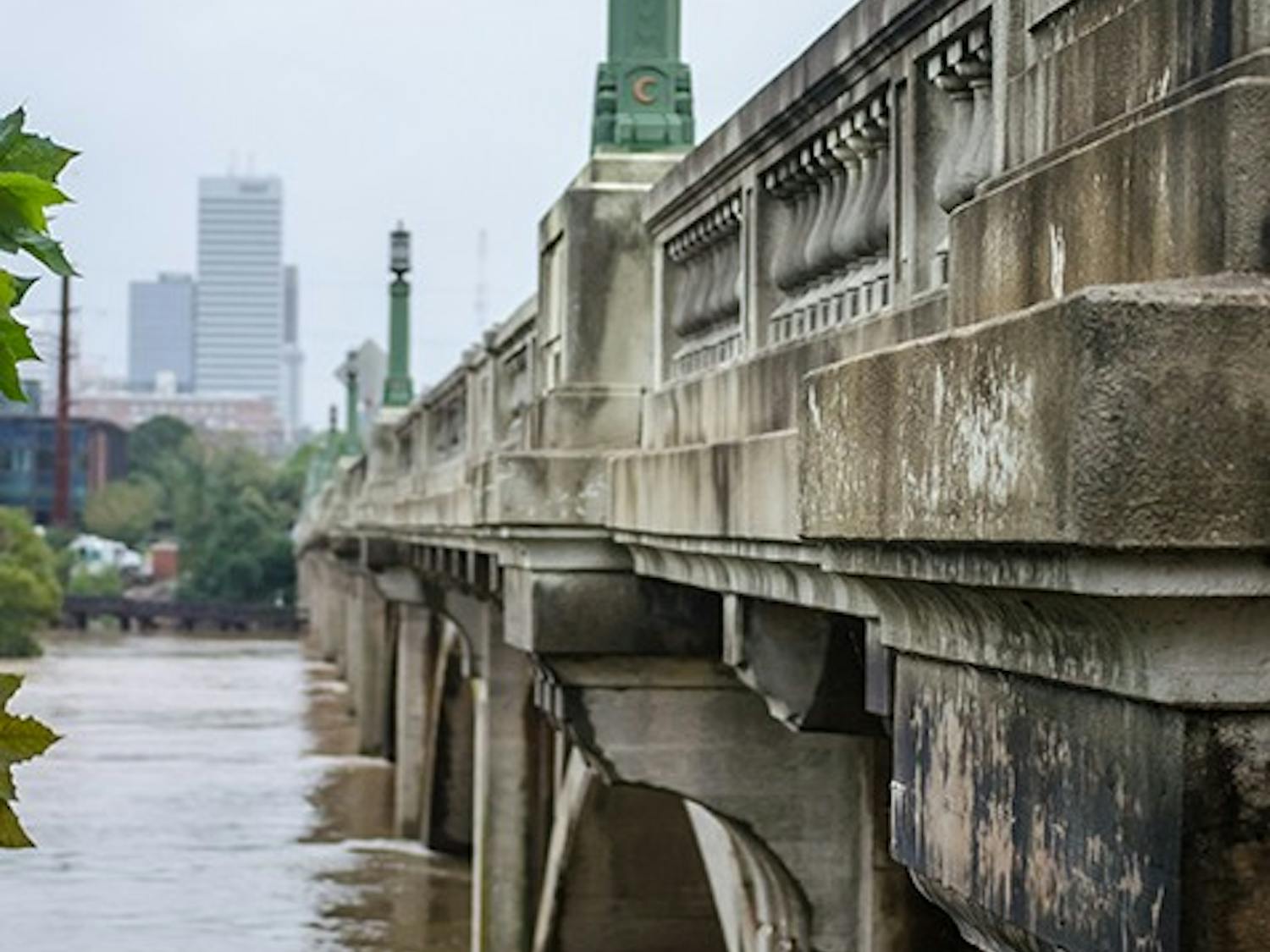 Water remains high along the river walk in Columbia on October 5. 