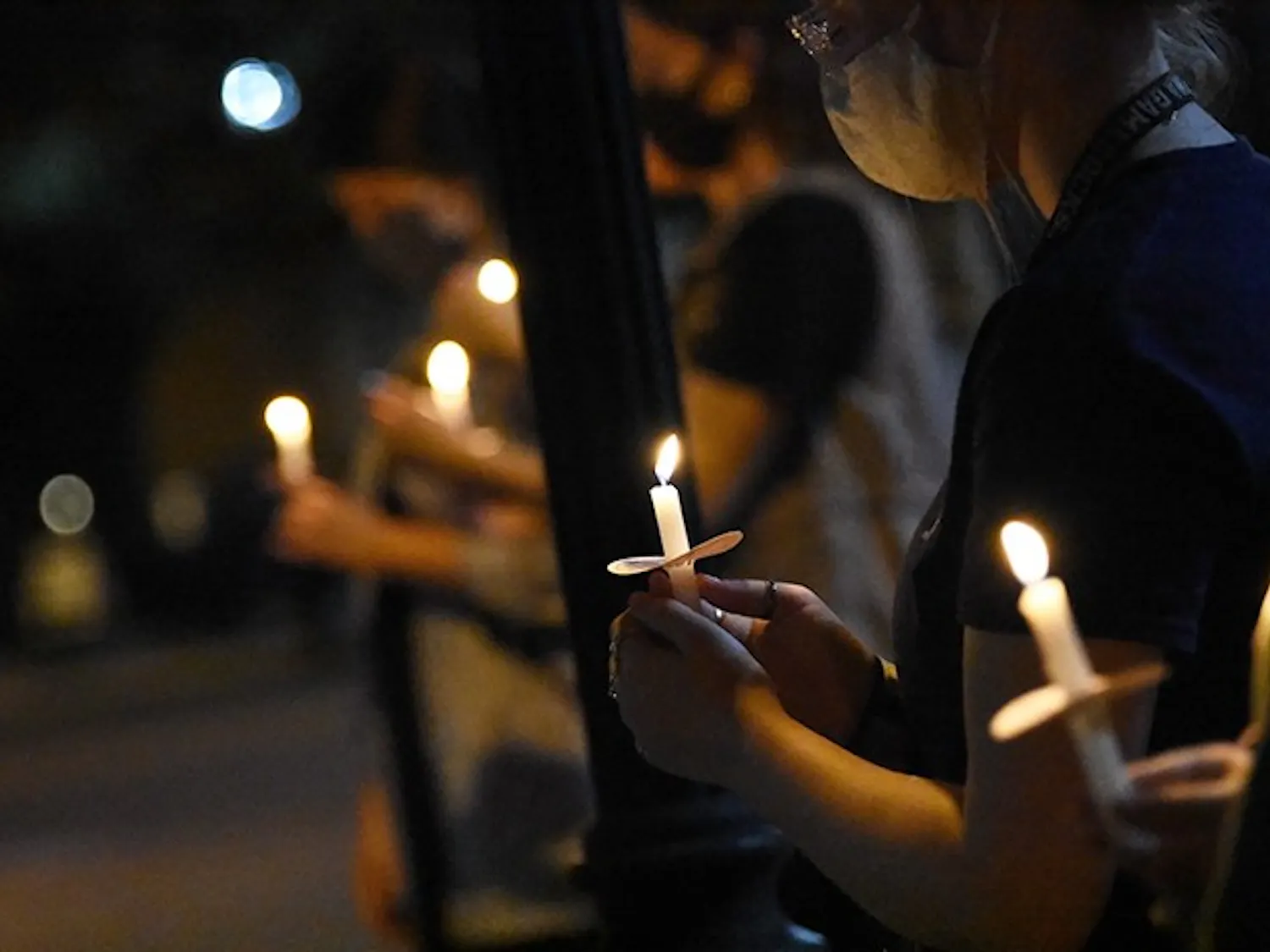 Students gather on Greene Street for a memorial to honor Supreme Court Justice Ruth Bader Ginsburg. Ginsburg had been a Supreme Court Justice since 1993.