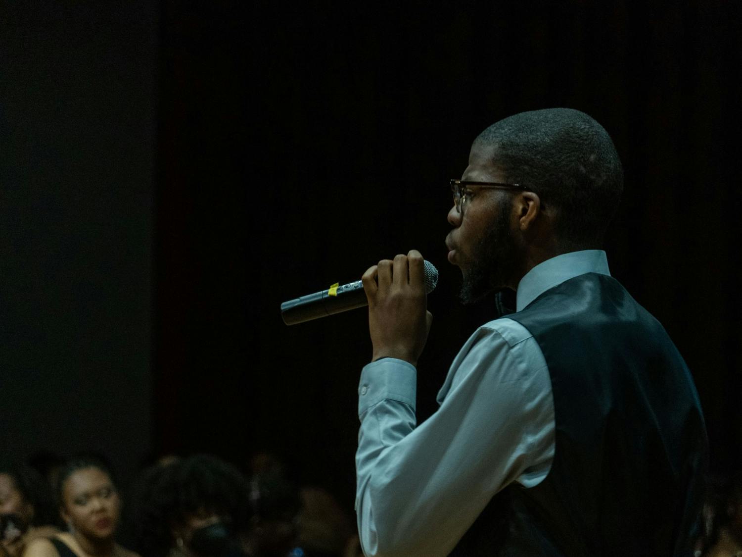 Second-year broadcast journalism student Justin Mitchell performed a soulful rendition of Sam Cooke's "A Change is Gonna Come" on Feb. 25, 2022. Mitchell spoke about the importance the song has to black excellence before he took to the stage. 