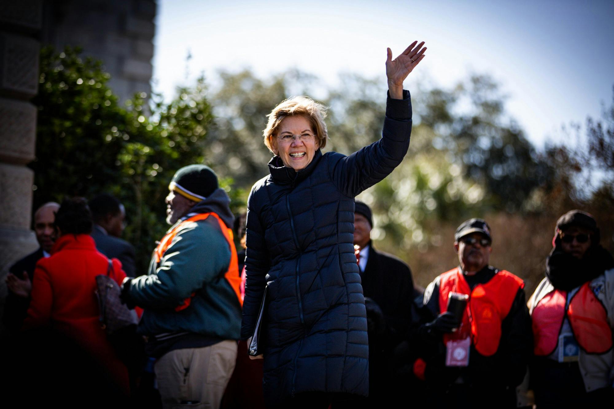 Democratic presidential candidate Elizabeth Warren joins the King Day at the Dome event rally at the Statehouse Church on Martin Luther King Jr. Day Jan. 20.
