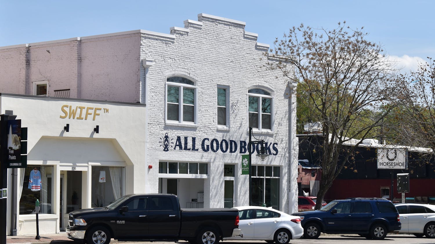 The All Good Books store stands on Harden Street in Five Points on March 23, 2023. The store occasionally holds events that are open to the public.
