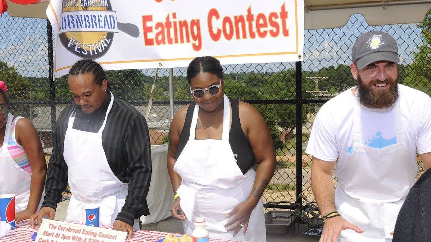 Participants get ready to compete in the South Carolina Cornbread Festival's cornbread eating contest in 2016. This year's festival will be held on Sunday, April 30, from 11 a.m. to 6 p.m.