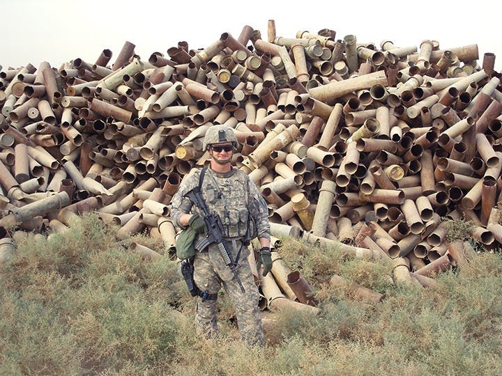William Brown poses in Iraq, 2008, during his service in the U.S. Army Reserve. The Department of Veterans Affairs offered to pay for two years of schooling due to Brown's service.