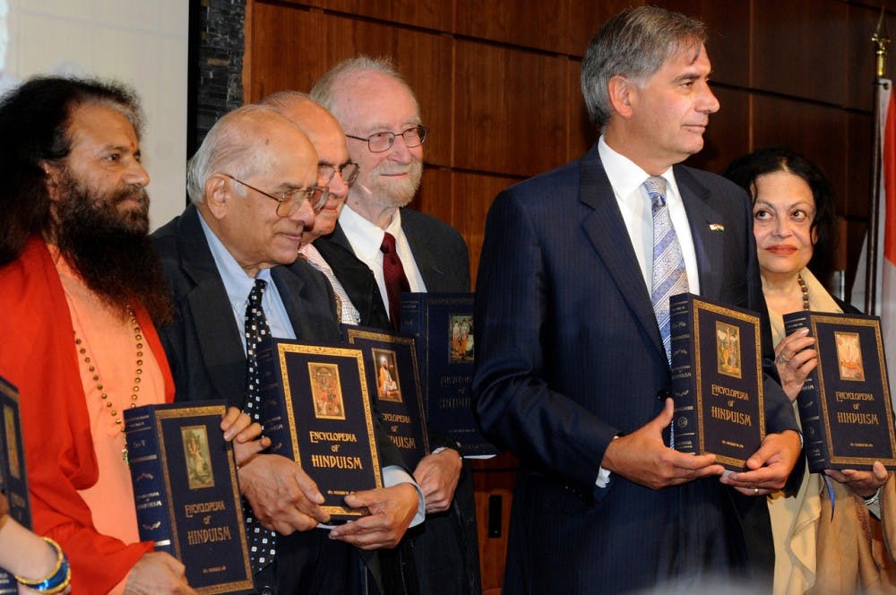 	<p><span class="caps">USC</span> President Harris Pastides and editors unveiled The Encyclopedia of Hinduism at an event Monday.</p>