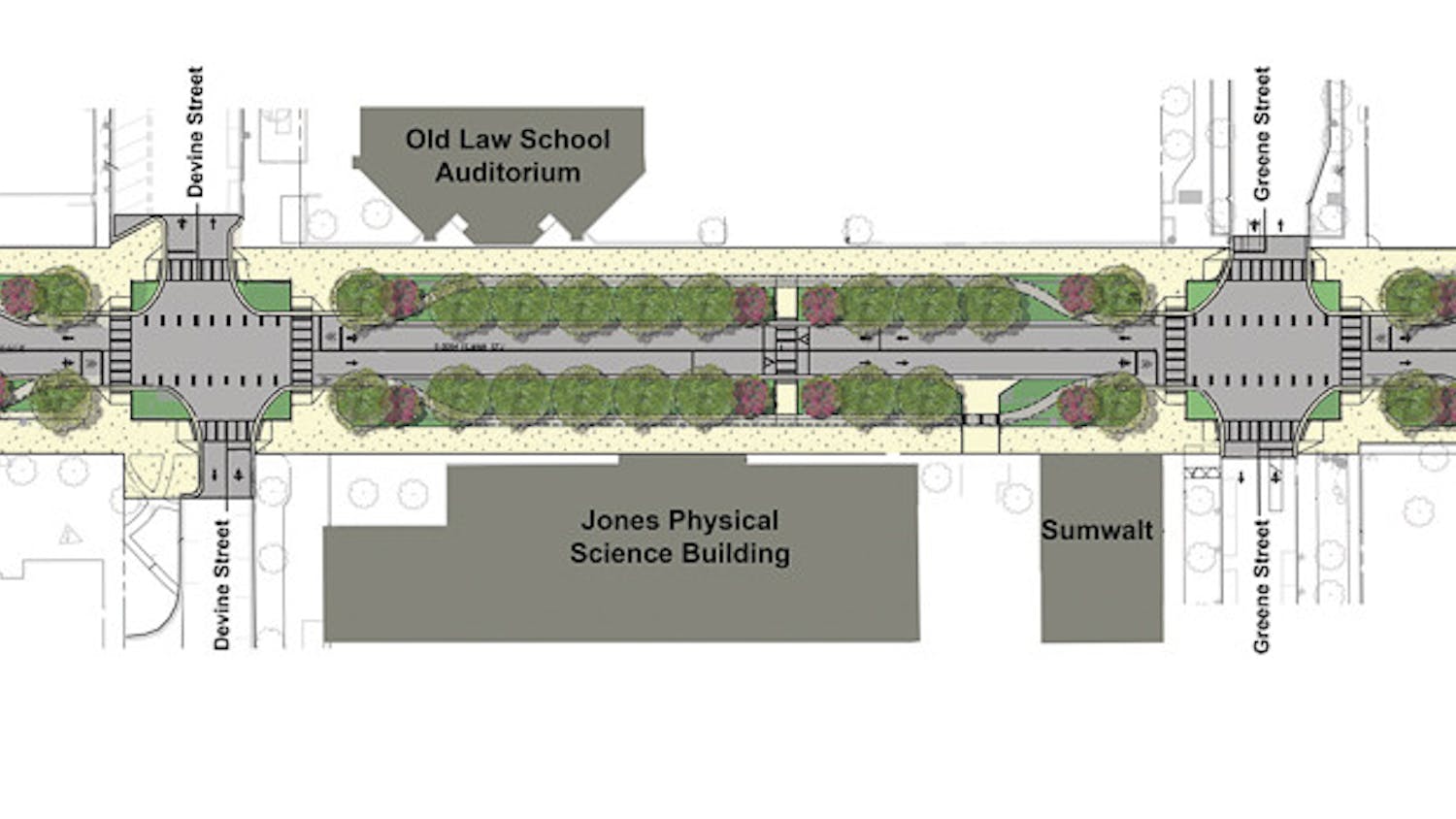 A diagram of the Main Street construction project. The $20 million project is set to begin in Spring 2023 and will add a bike lane, crosswalks, a pedestrian ramp and more greenery to the street that is overlooked by the South Carolina Statehouse.