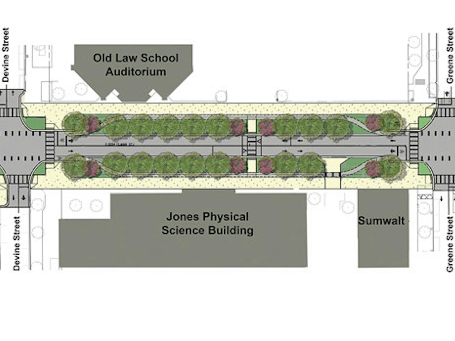 A diagram of the Main Street construction project. The $20 million project is set to begin in Spring 2023 and will add a bike lane, crosswalks, a pedestrian ramp and more greenery to the street that is overlooked by the South Carolina Statehouse.