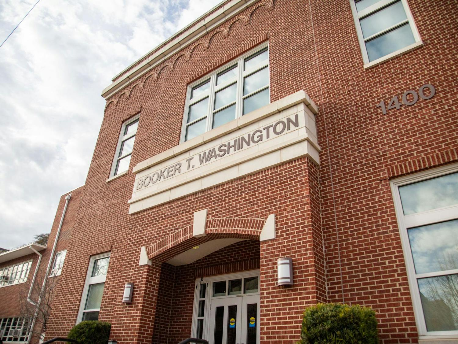 The main entrance to the old Booker T. Washington High School stands on the University of South Carolina campus on Jan. 26, 2024. The school was the largest black high school in South Carolina before closing in 1974.