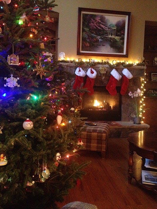 Christmas decorations at a home in Charlotte, North Carolina