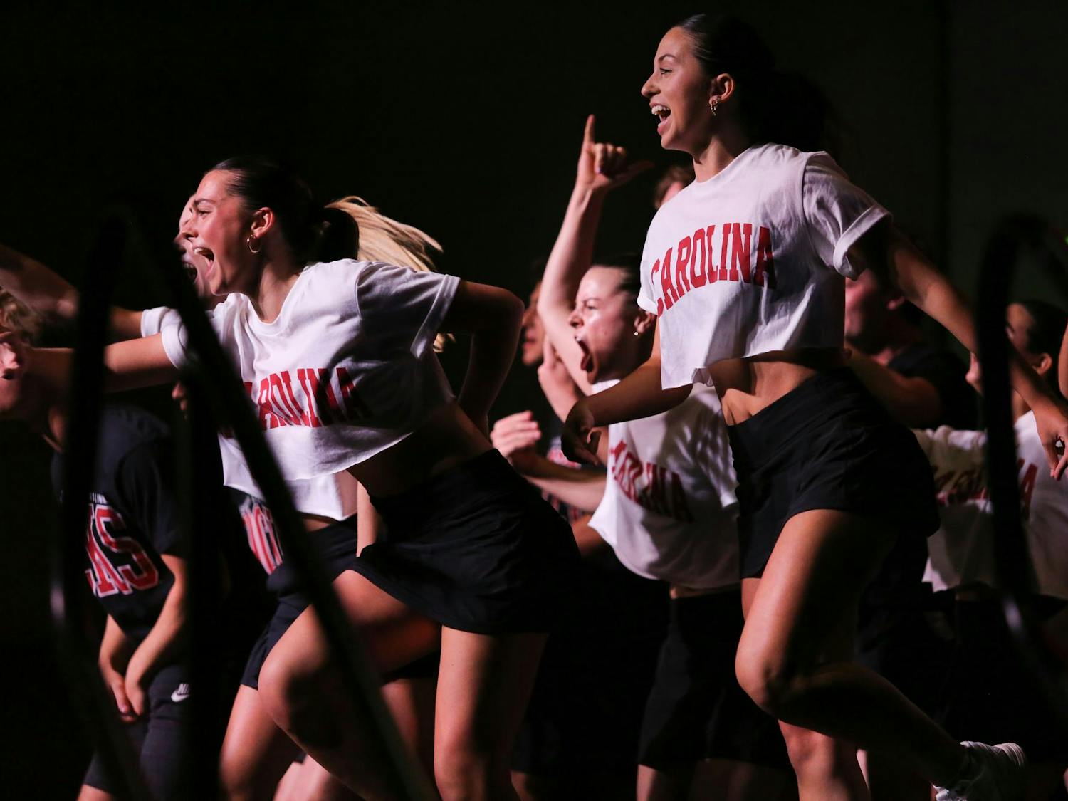 Members of Alpha Xi Delta and Theta Chi take the stage for their performance at Spurs and Struts on Oct. 11, 2023. Spurs and Struts is an annual dance competition held by USC Homecoming.