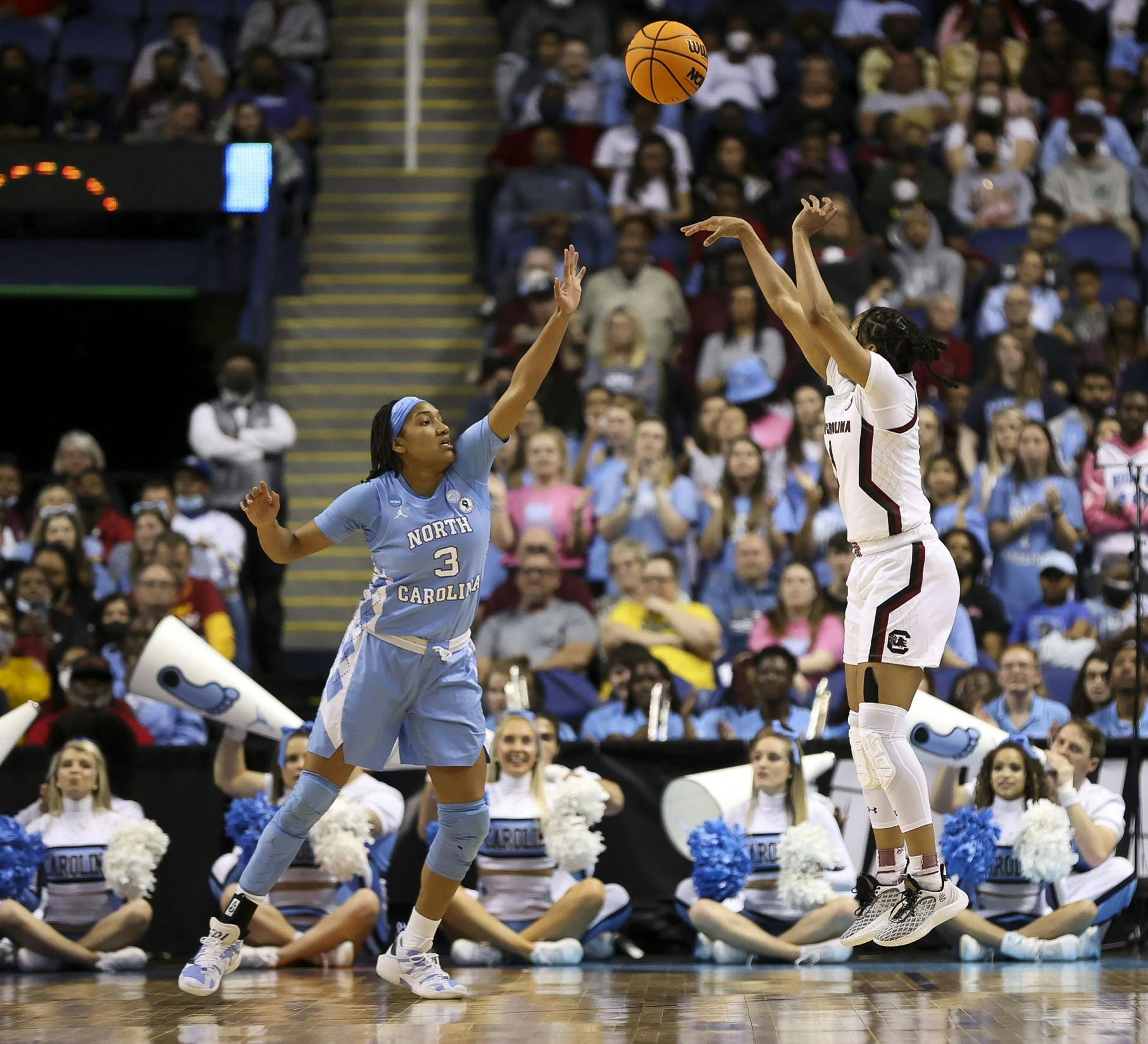 Junior guard Zia Cooke shoots in the paint during the second quarter South Carolina's 69-61 victory over North Carolina in the Sweet Sixteen on March 25, 2022.