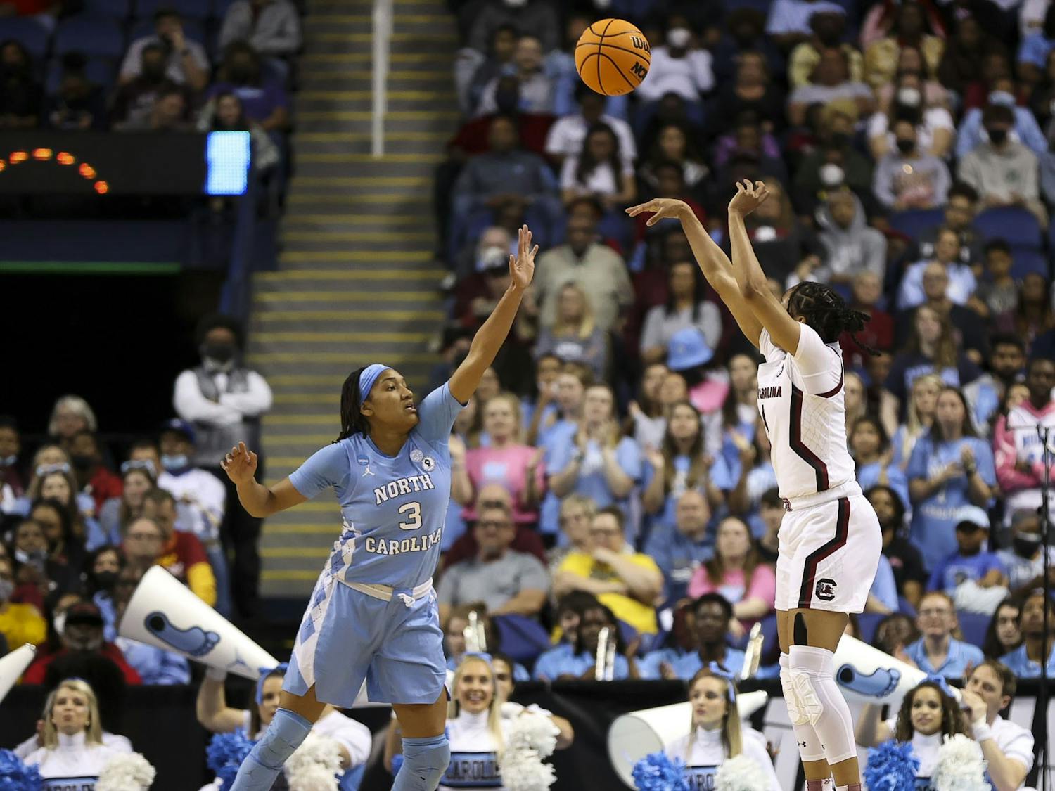 Junior guard Zia Cooke shoots in the paint during the second quarter South Carolina's 69-61 victory over North Carolina in the Sweet Sixteen on March 25, 2022.