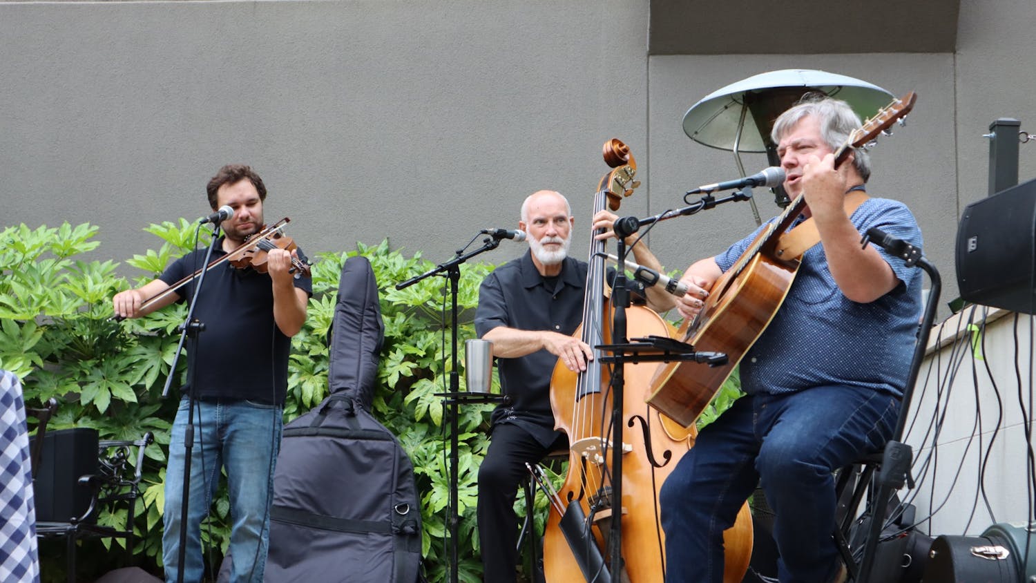 The Randy Lucas Trio performs bluegrass jazz at Bourbon Restaurant on May 26, 2022. The performance is a part of the "Jack-n-Jazz" series occurring every Thursday until the end of June.&nbsp;