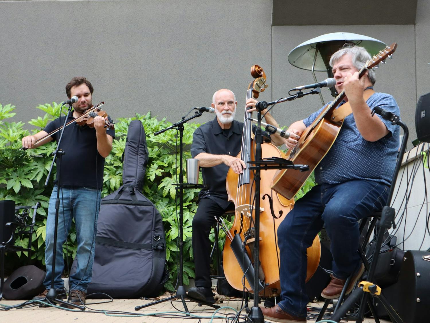 The Randy Lucas Trio performs bluegrass jazz at Bourbon Restaurant on May 26, 2022. The performance is a part of the "Jack-n-Jazz" series occurring every Thursday until the end of June.&nbsp;