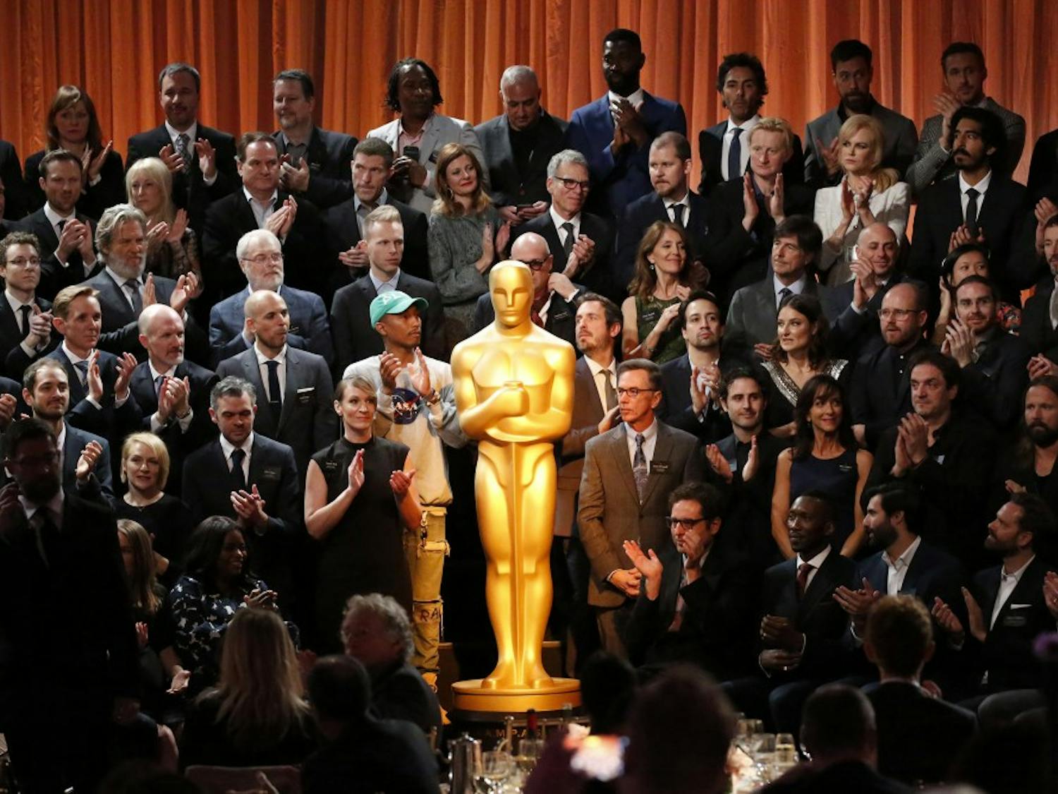 Attendees on Monday, Feb. 6, 2017 prepare for the class picture of all the nominees during the Academy Awards annual nominees luncheon for the 89th Oscars at the Beverly Hilton Hotel in Beverly Hills, Calif. (Al Seib/Los Angeles Times/TNS)