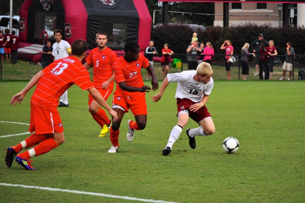 	Junior midfielder Braeden Troyer sat out the St. John’s game after receiving a red card against Coastal.