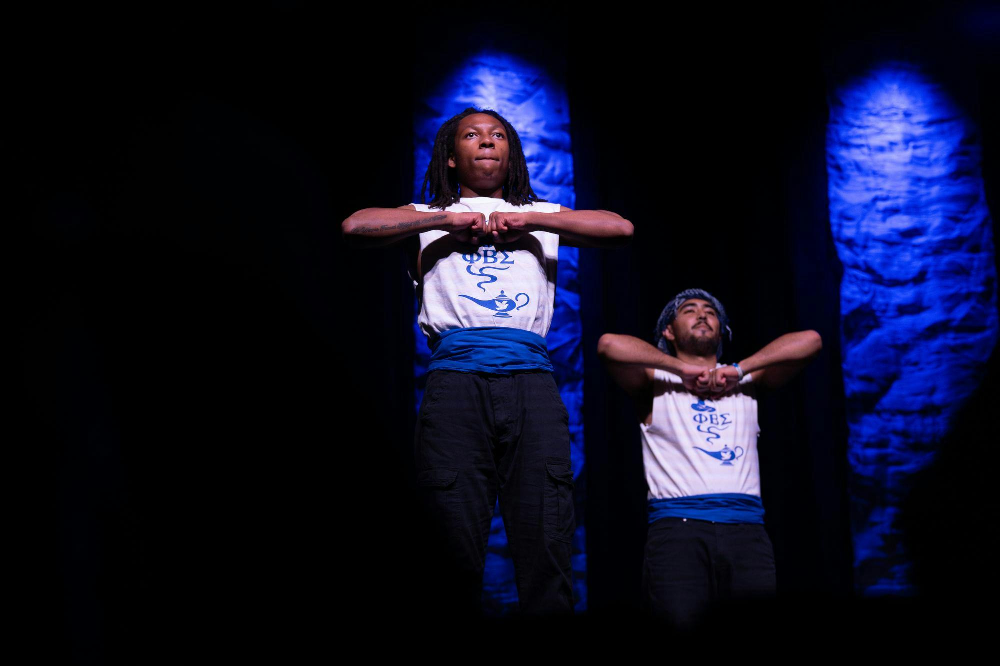 Members of Phi Beta Sigma Fraternity, Inc. perform at the NPHC homecoming step show at the Columbia Metropolitan Convention Center on Oct. 23, 2025. The show featured seven of the nine fraternities and sororities within the Divine Nine.