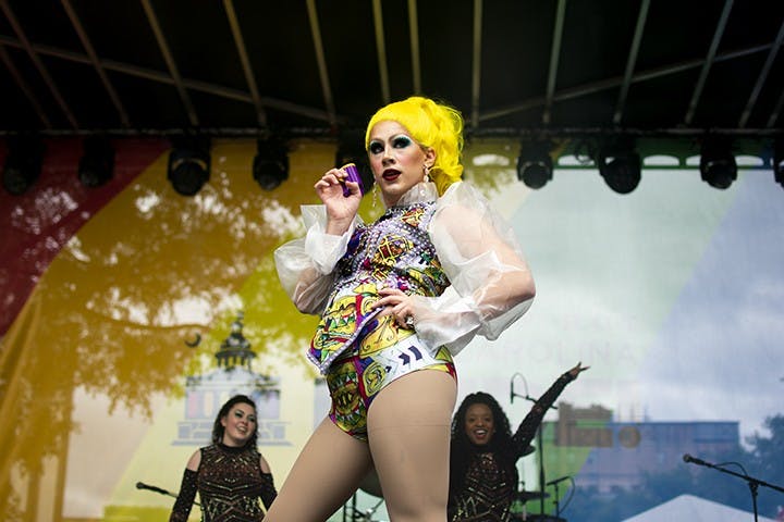 South Carolina Miss Outfest 2019 winner Fendi Moore performs a set onstage for Famously Hot South Carolina Pride Festival on Oct. 5th.