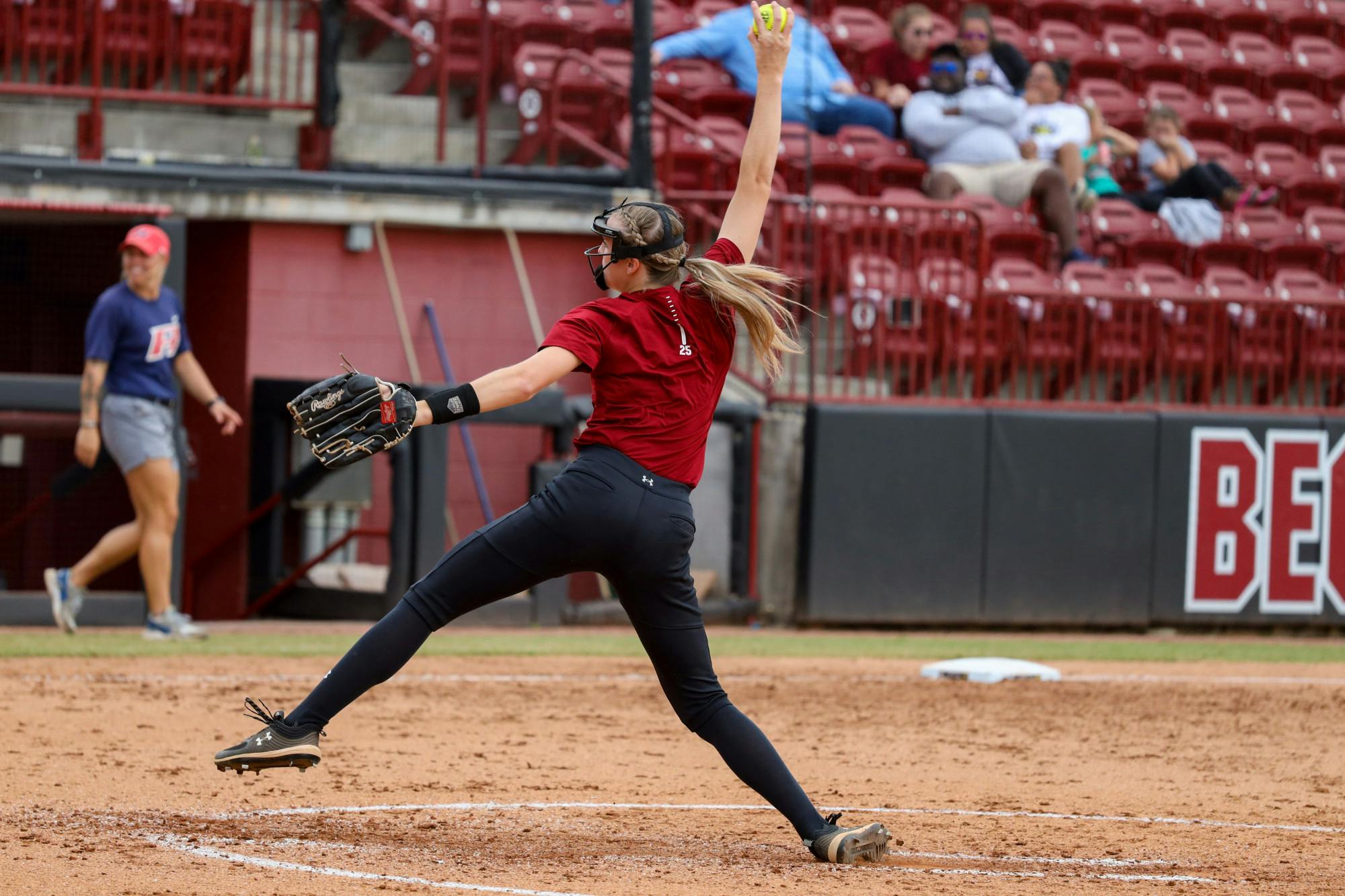 Freshman pitcher Jori Heard pitches to the batter from USC Aiken during an exhibition game at Beckham Field on Oct. 9, 2022. The Gamecocks defeated the Pacers 7-0.