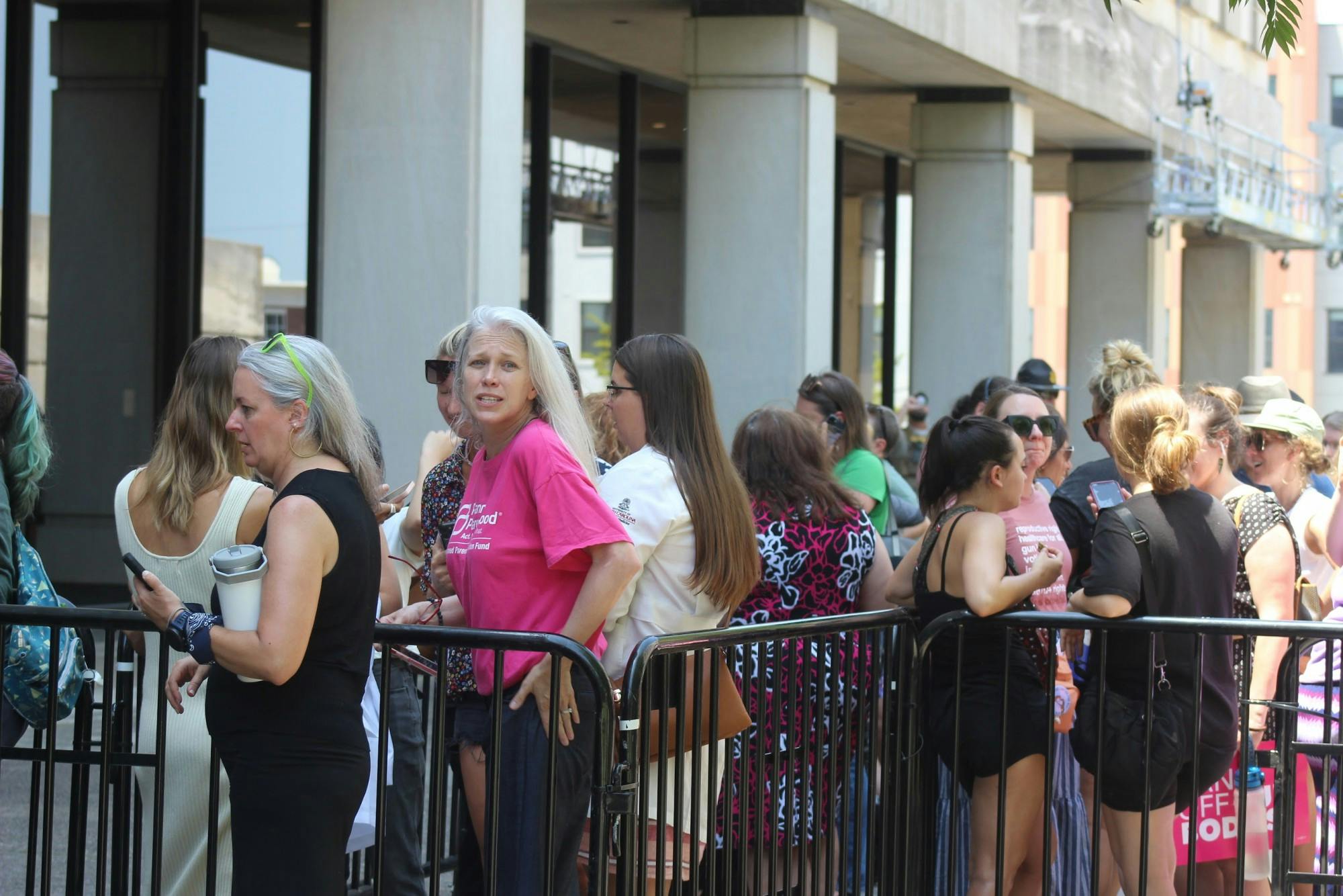 A crowd gathered outside the building where a special House committee met to decide the future of abortion in South Carolina. The committee heard testimony from the public July 7.
