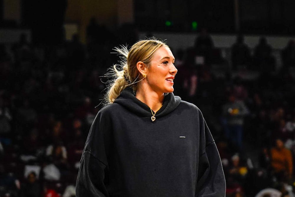 <p>Senior forward Chloe Kitts stands on the baseline during the halftime of South Carolina's game against Grand Canyon University at Colonial Life Arena on Nov. 3, 2025. Kitts won the NCAA Regional MVP and SEC Tournament MVP in 2025.</p>