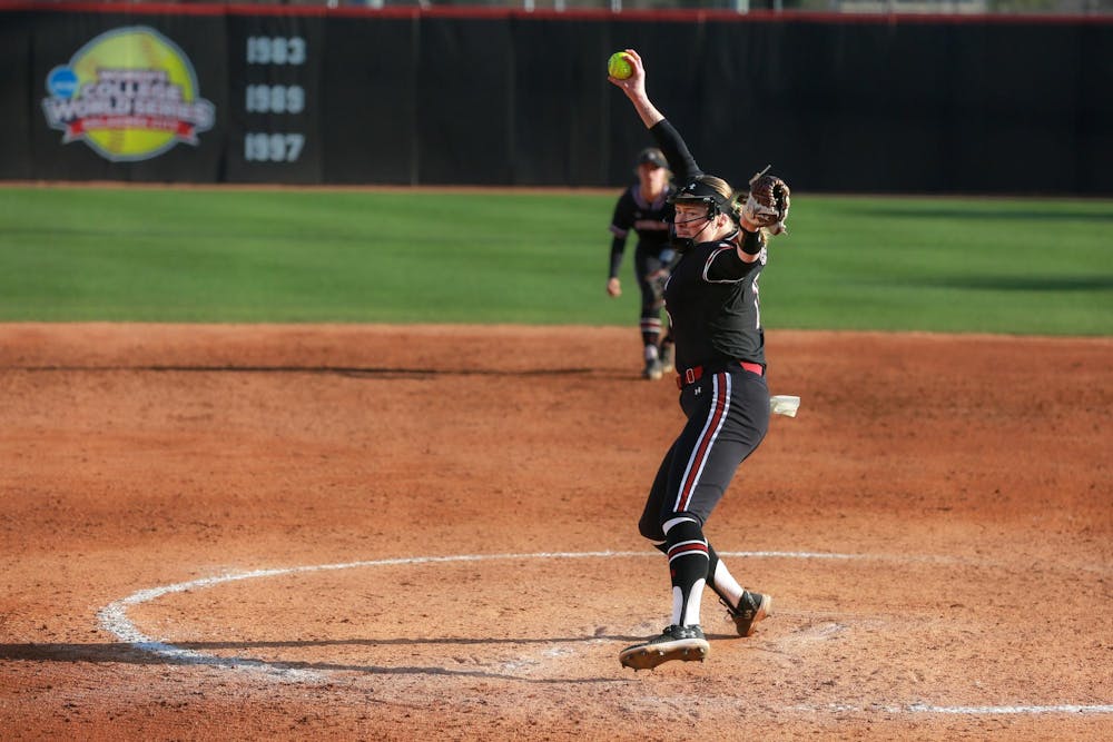 <p>FILE- Fifth-year pitcher Alana Vawter winds up her pitch during the South Carolina 7-2 victory over UNC Charlotte on Feb. 25, 2024. The Gamecocks defeated Clemson for the first time on March 20, 2024, since the Tigers became a Division 1 program in 2020.</p>
