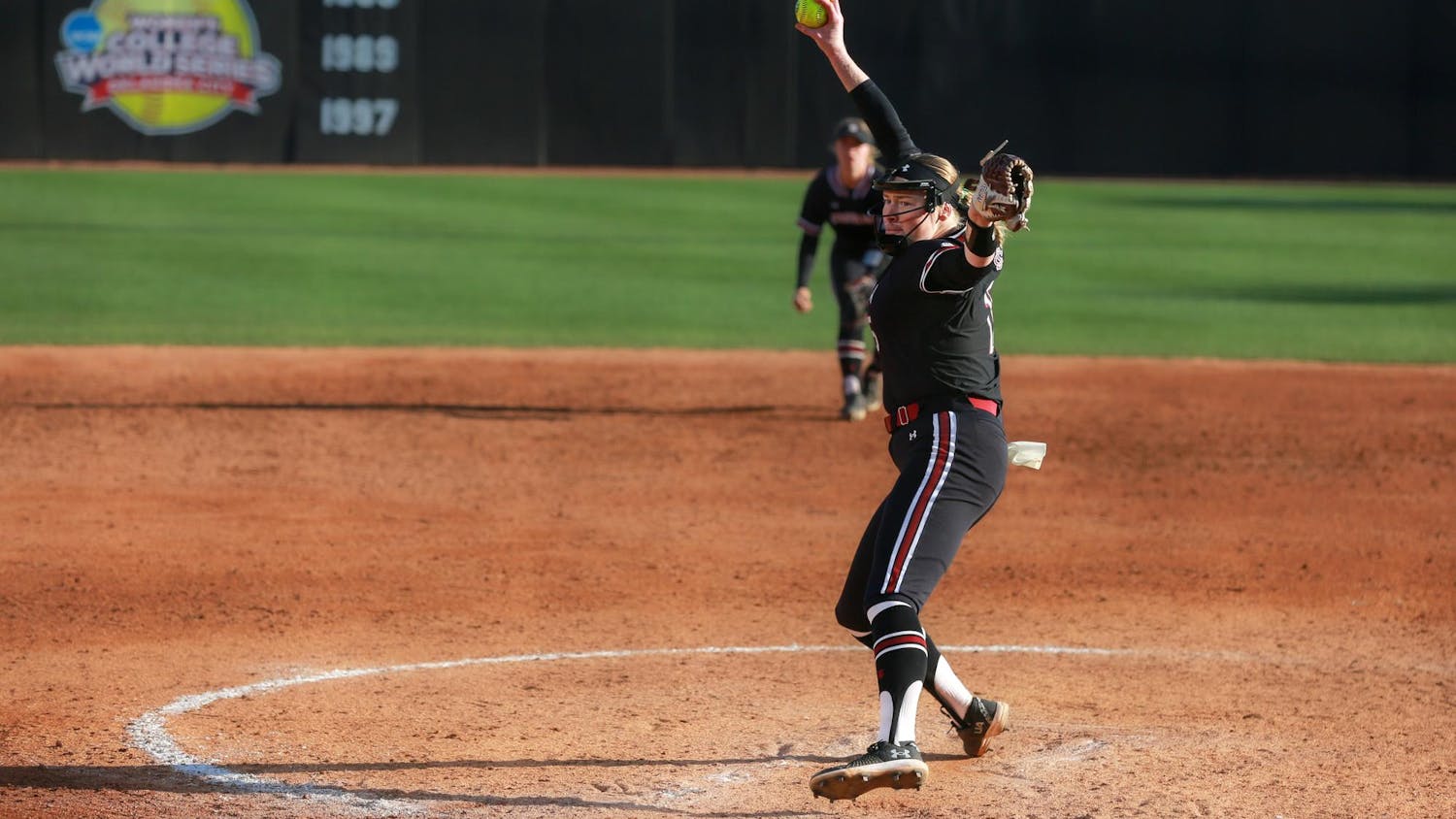 FILE- Fifth-year pitcher Alana Vawter winds up her pitch during the South Carolina 7-2 victory over UNC Charlotte on Feb. 25, 2024. The Gamecocks defeated Clemson for the first time on March 20, 2024, since the Tigers became a Division 1 program in 2020.