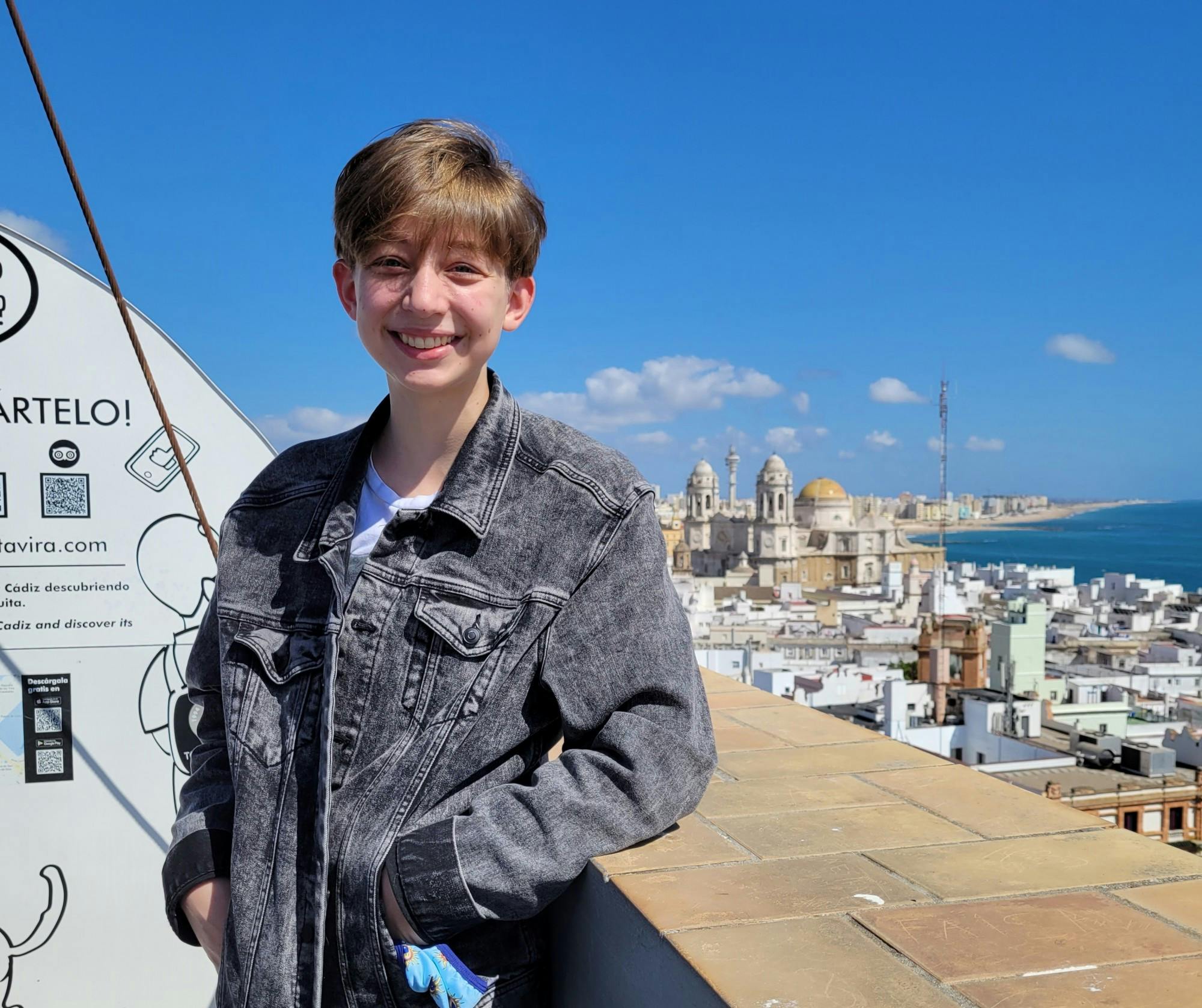 The Daily Gamecock's new editor-in-chief poses for a photo on the rooftop of Torre Tavira in Cádiz, Spain.