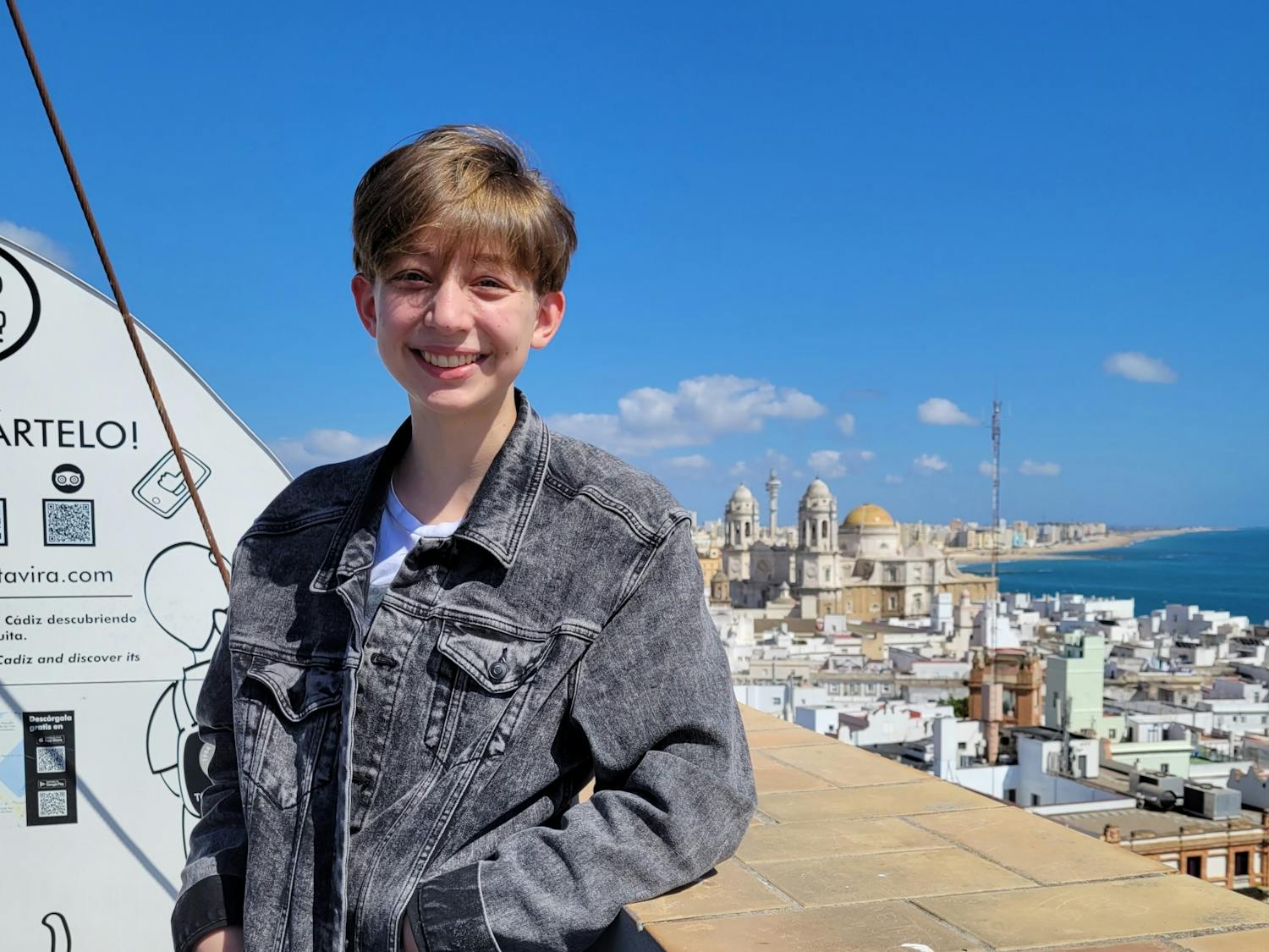 The Daily Gamecock's new editor-in-chief poses for a photo on the rooftop of Torre Tavira in Cádiz, Spain.