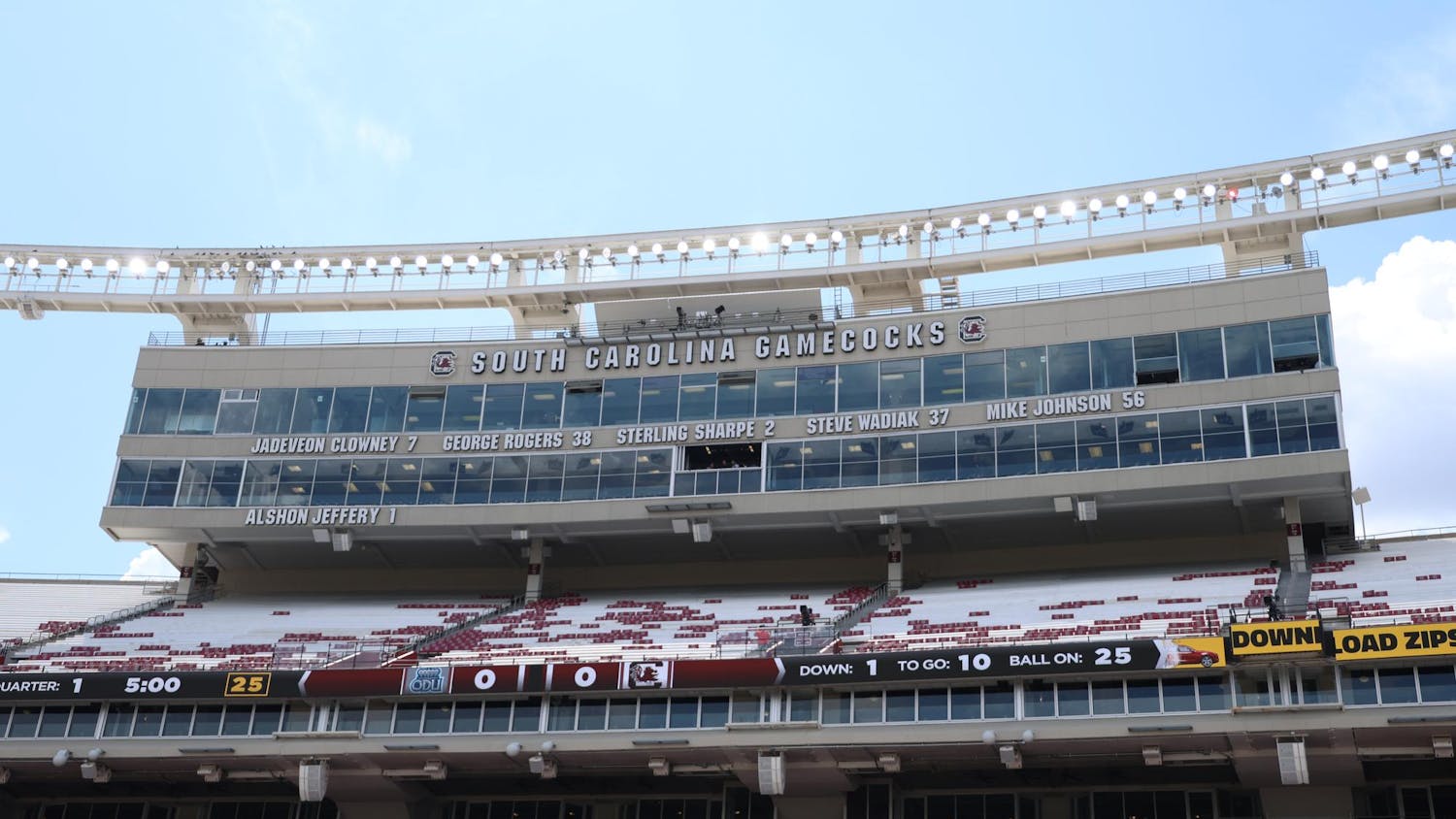 FILE – A view of the press box at Williams-Brice Stadium before a football game on Aug. 31, 2024.