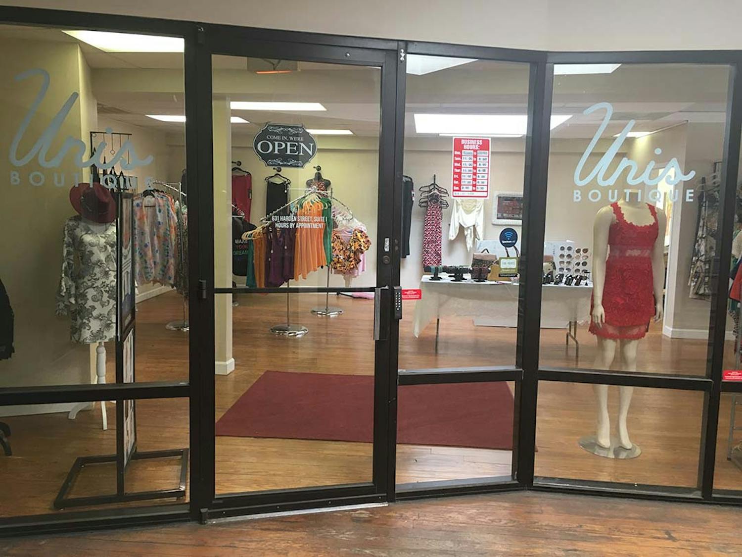 Unis Boutique offers a wide selection of clothing and accessories. It is located on 631 Harden St in Columbia, SC.