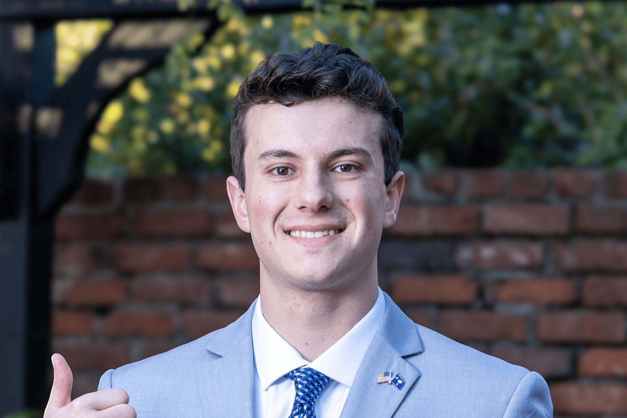 Third-year risk management and insurance student Cole Rotondo poses for a portrait outside Kennedy Greenhouse Studio on Feb. 17, 2026. Rotondo will serve as student body president for the 2026-27 school year.