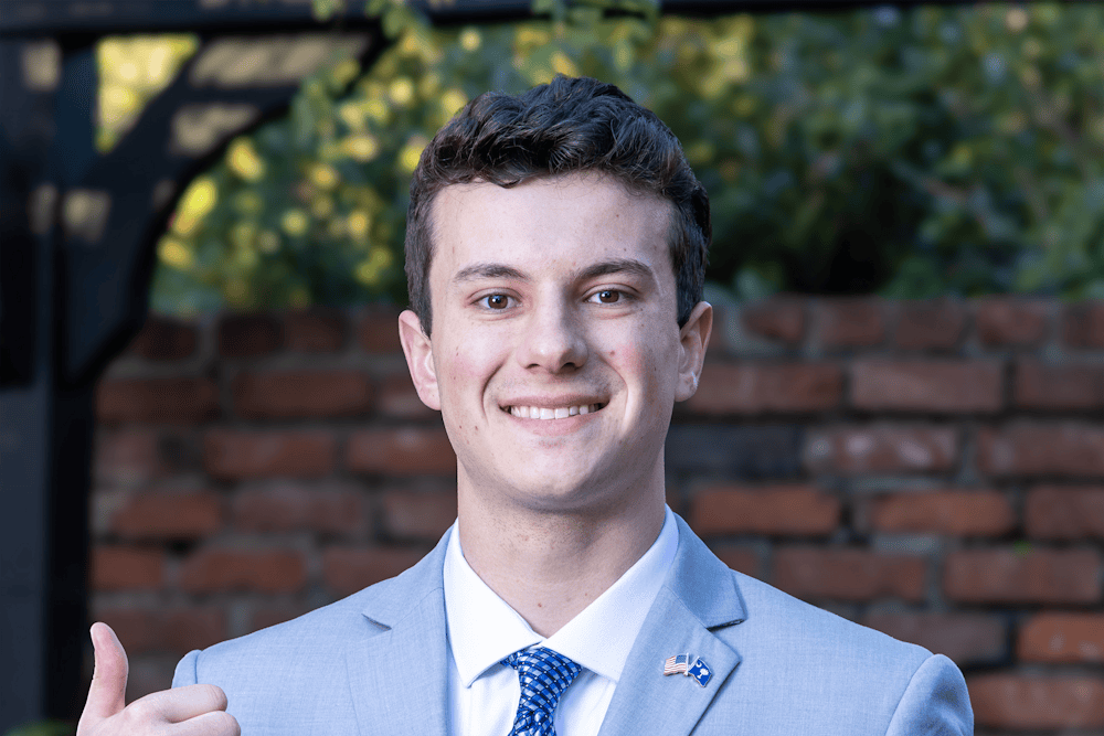 <p>Third-year risk management and insurance student Cole Rotondo poses for a portrait outside Kennedy Greenhouse Studio on Feb. 17, 2026. Rotondo will serve as student body president for the 2026-27 school year.</p>